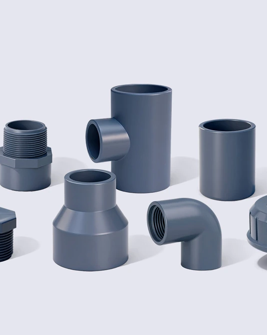 PVC-SCH40-Pipe-Fittings-Residential-Commercial 4 PVC Schedule 40 pipe and fittings for commercial water distribution, ASTM D2466 standard, durable white PVC plumbing components.