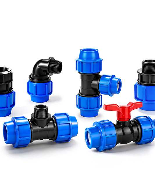 PP-Compression-Fittings-Series-Cover 3 PP compression fittings for irrigation and water supply, PN16 pressure rated, UV-resistant polypropylene connectors.