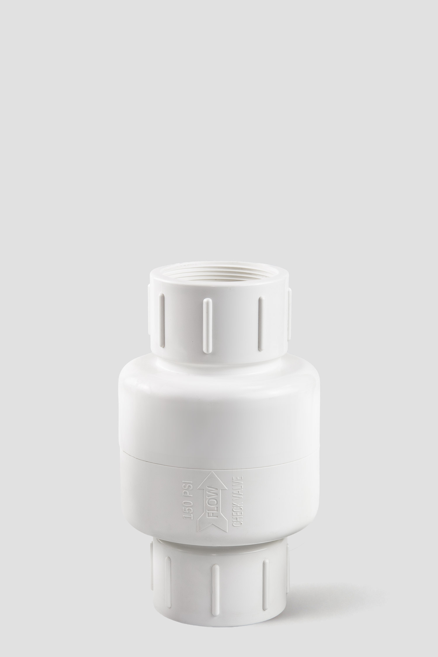 JRV21-check valve 5 Industrial white PVC-U CPVC non-return Check Valve, PN16 rated, featuring secure socket and NPT BSPT R connections to prevent backflow.