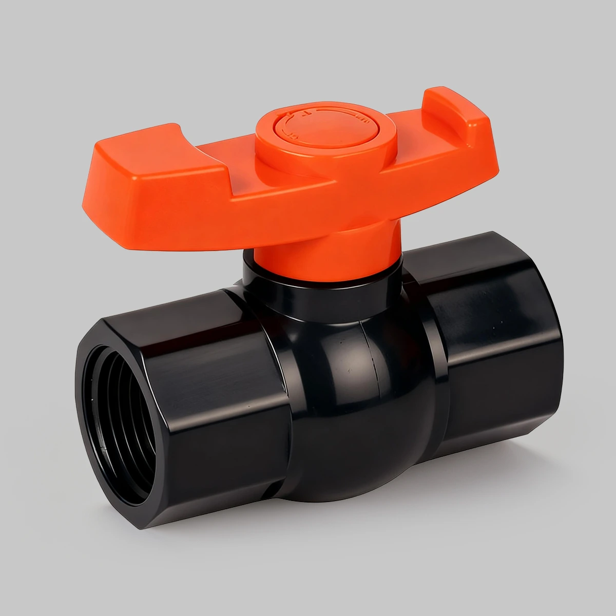 pvc-octagonal-ball-valve-black-female-thread-t-handle 6 Black female threaded octagonal PVC ball valve with T-handle