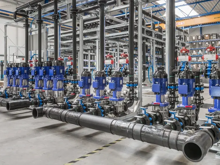 JARO plastic valves and pipe fittings integrated in industrial pipe rack process piping system