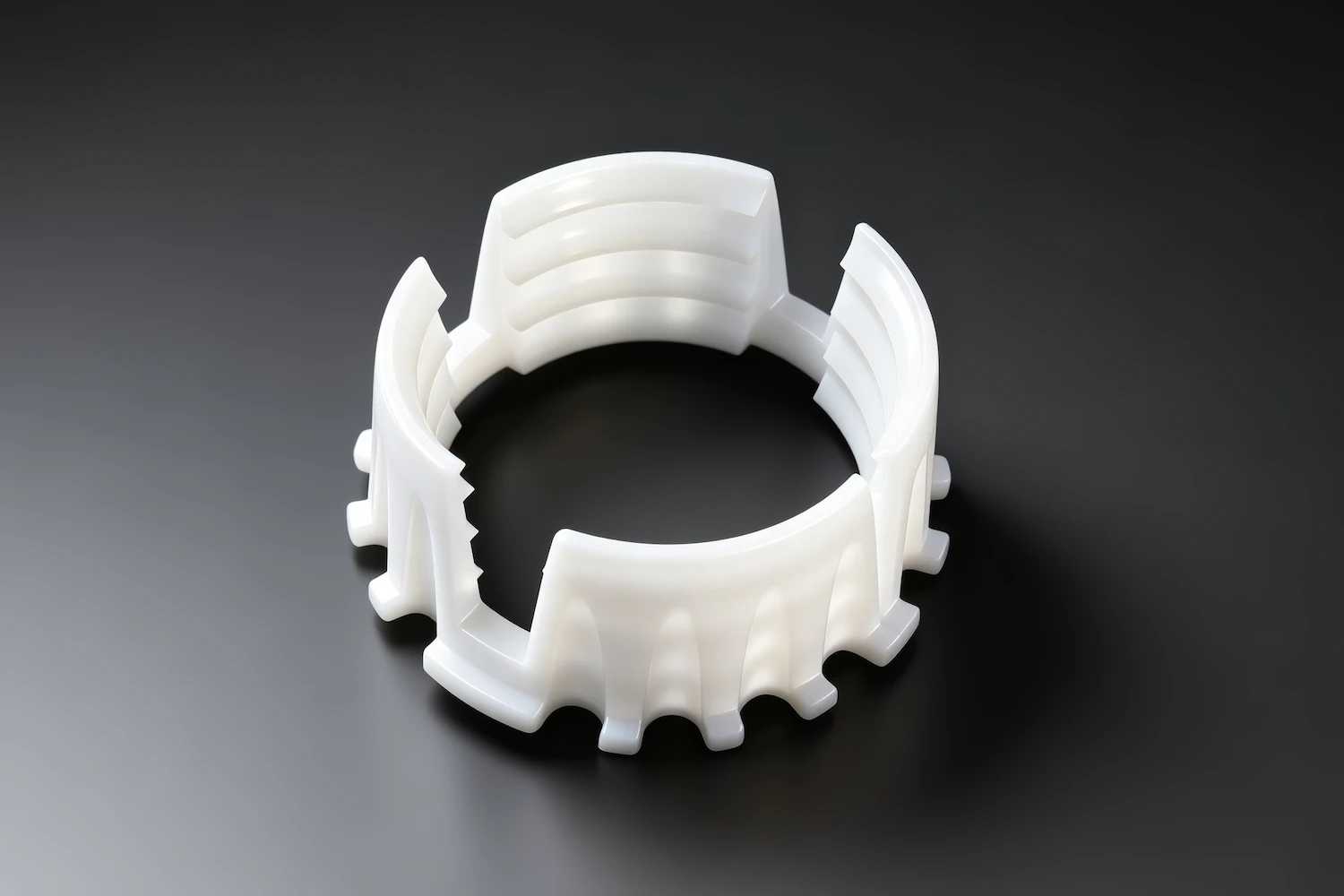 pp-compression-fitting-claw-locking-ring-design 4 PP compression fitting claw locking ring design with four-claw grip structure for enhanced pipe retention