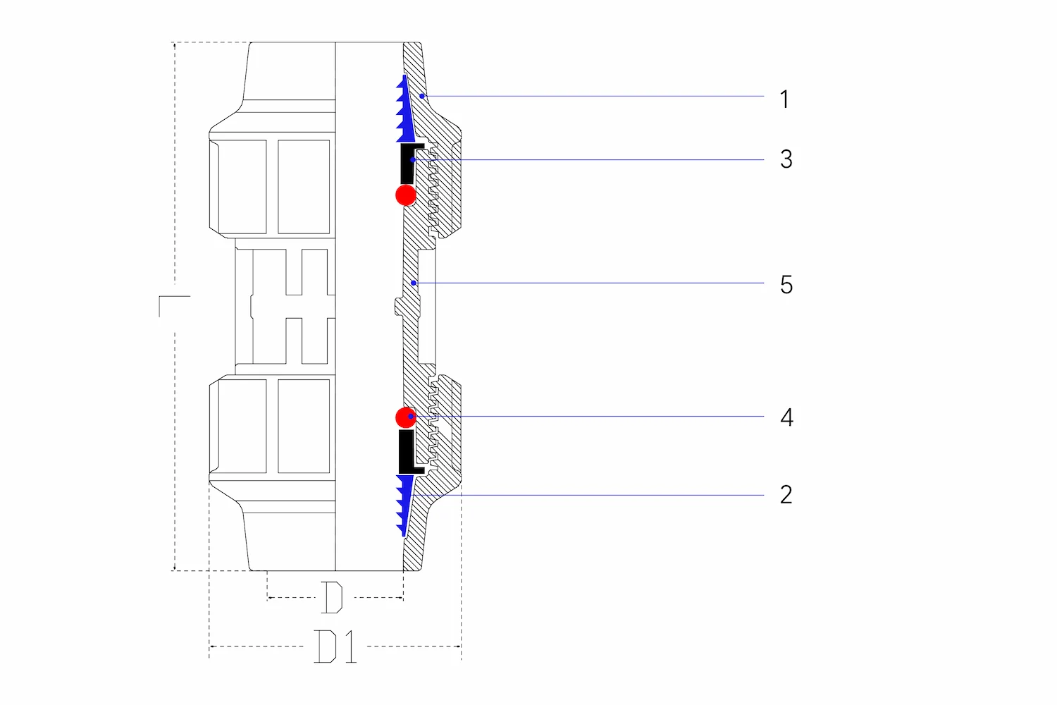 PP Equal Coupling Exploded View 2 PP Equal Coupling Exploded View