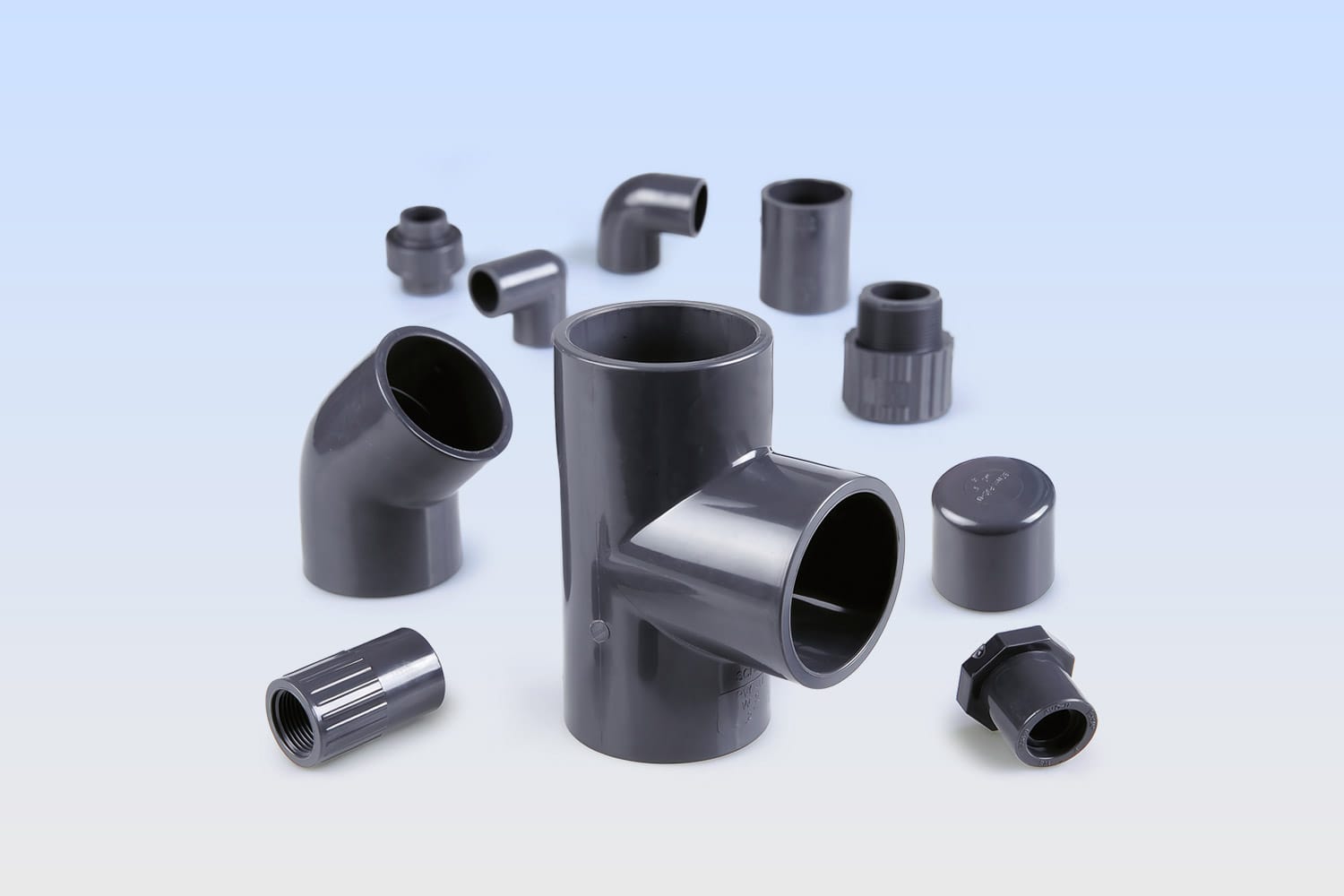 abs-resin-industrial-grade-raw-material 11 Schedule 80 PVC pipe fittings including tee, elbow, coupling and cap