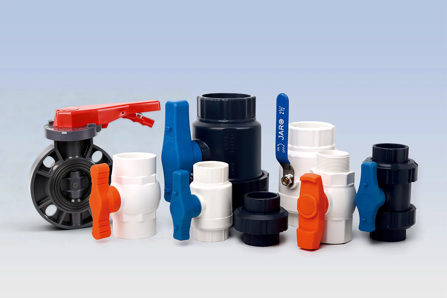 PVC-U ball valves and butterfly valves for pressure, flow and torque selection in industrial piping